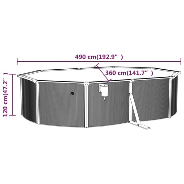 vidaXL swimmingpool med sandfilterpumpe og stige 490x360x120 cm