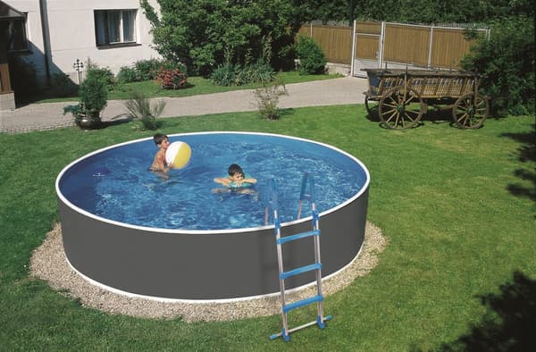 Poolpaket Azuro 3,6x1,2m Graphit / Vit med skimmer, filter och stege