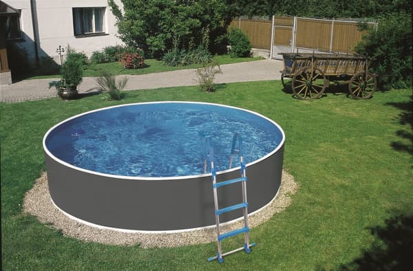 Poolpaket Azuro 4,6x1,2m Graphit / Vit med skimmer, filter och stege