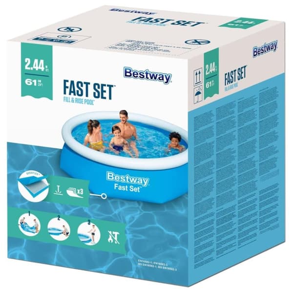 Bestway Uppblåsbar pool Fast Set rund 244x66 cm 57265
