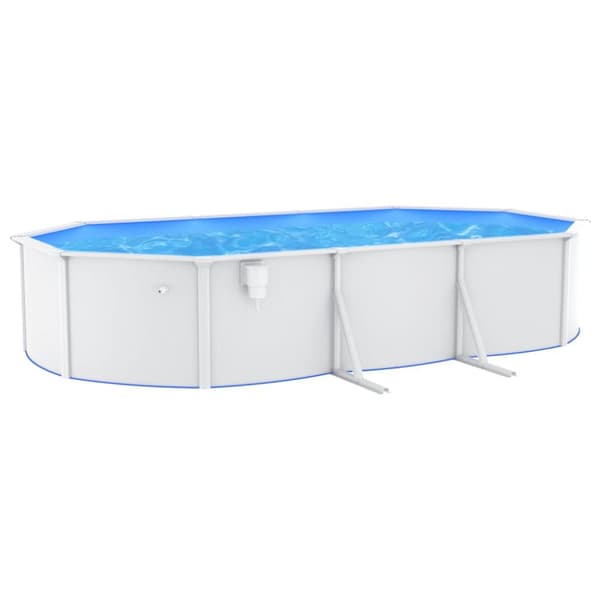 vidaXL swimmingpool med stålvæg 610x360x120 oval hvid