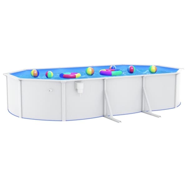 vidaXL swimmingpool med stålvæg 610x360x120 oval hvid