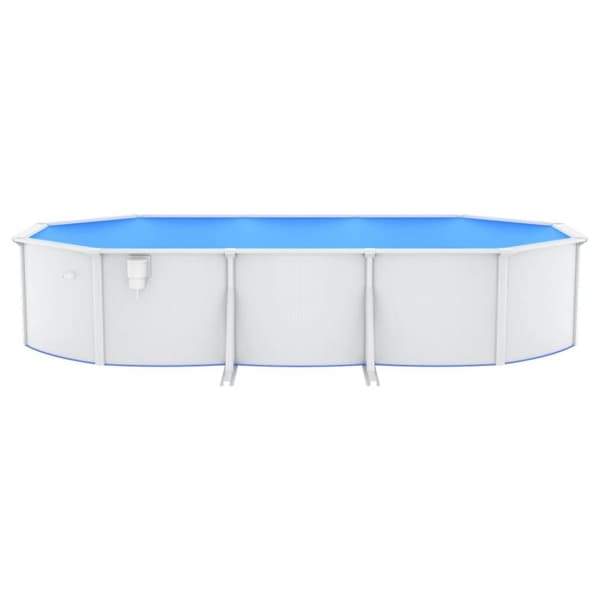 vidaXL Pool med stålväggar oval 610x360x120 cm vit
