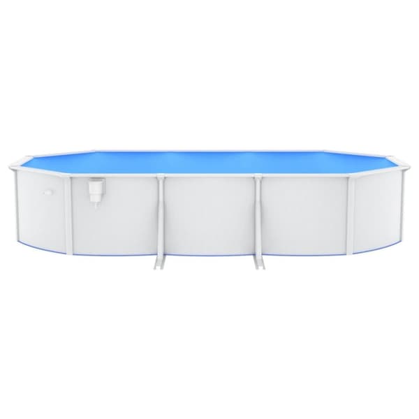 vidaXL Pool med stålväggar oval 610x360x120 cm vit