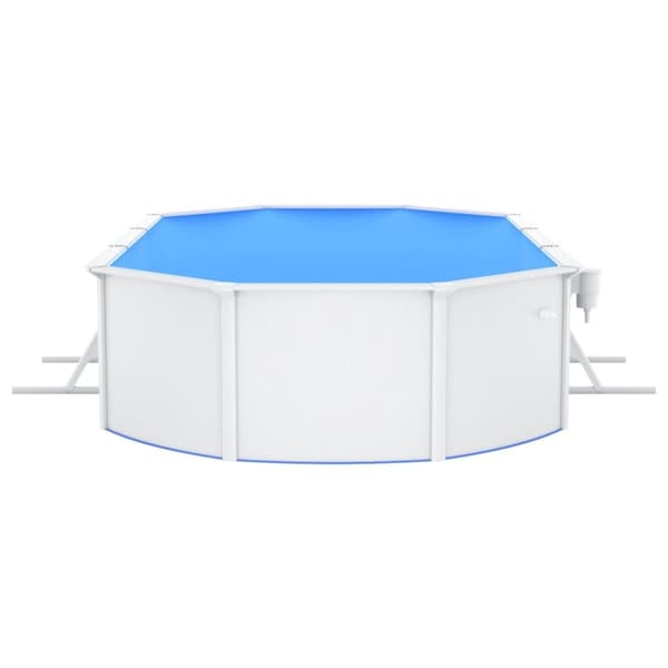 vidaXL Pool med stålväggar oval 610x360x120 cm vit