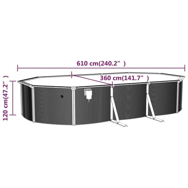 vidaXL swimmingpool med poolstige 610x360x120 cm