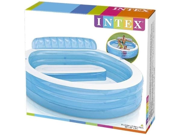 Intex 57190NP, Oppblåsbart basseng, 590 l, Rund, 6 år, Vinyl, Blå, Hvit