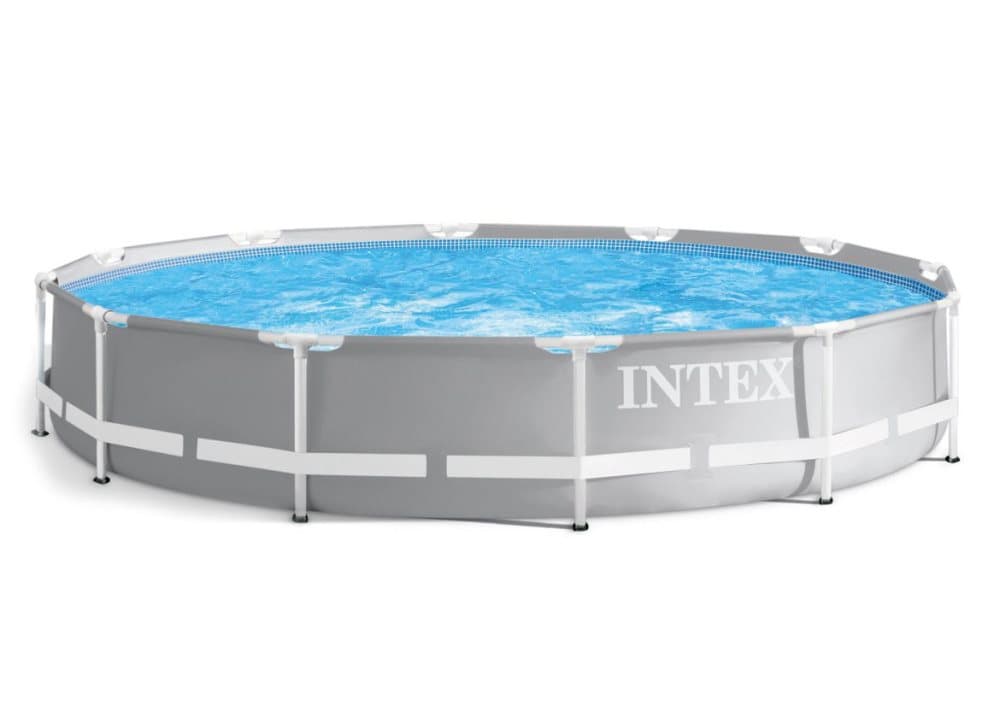 INTEX pool med pump - rund - 366 cm - ovan mark pool - grå