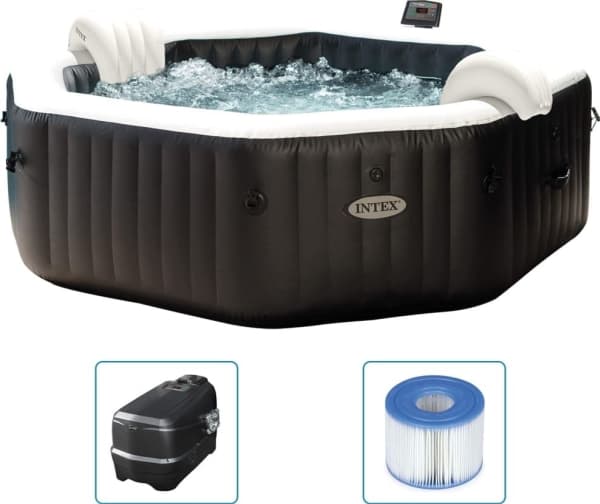 Intex PureSpa Jet & Bubble Deluxe, 1098 L, 6 henkilö(t), Kahdeksankulmainen, Pore/suihkuhieronta, PVC-muovi, Musta