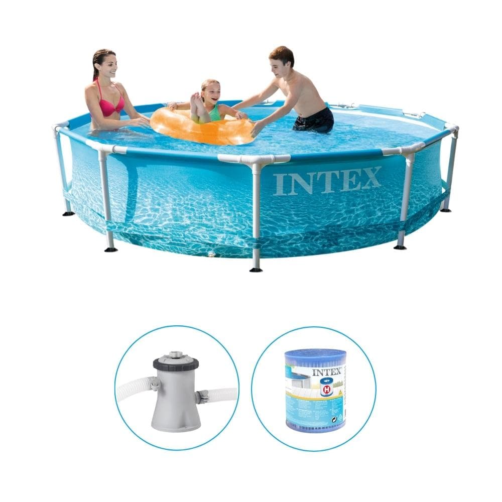 Intex - Metal Frame - Swimming Pool With Filter Pump - 305x76 CM - Round - Börja pool - Vattenavtryck