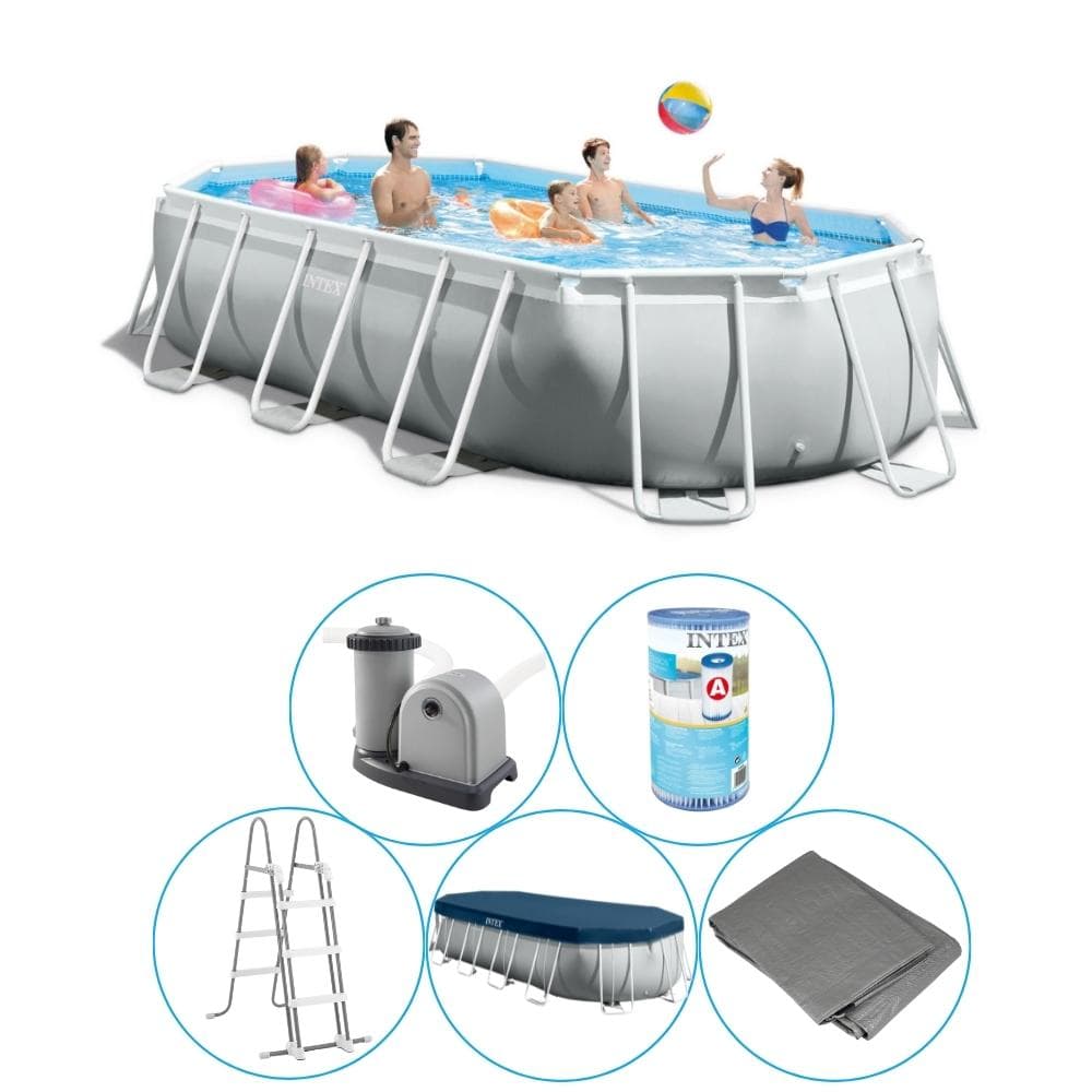 Intex - Prism Frame - Swimming Pool With Filter Pump - 503x274x122 CM - Oval - Lagringspool - inklusive tillbehör