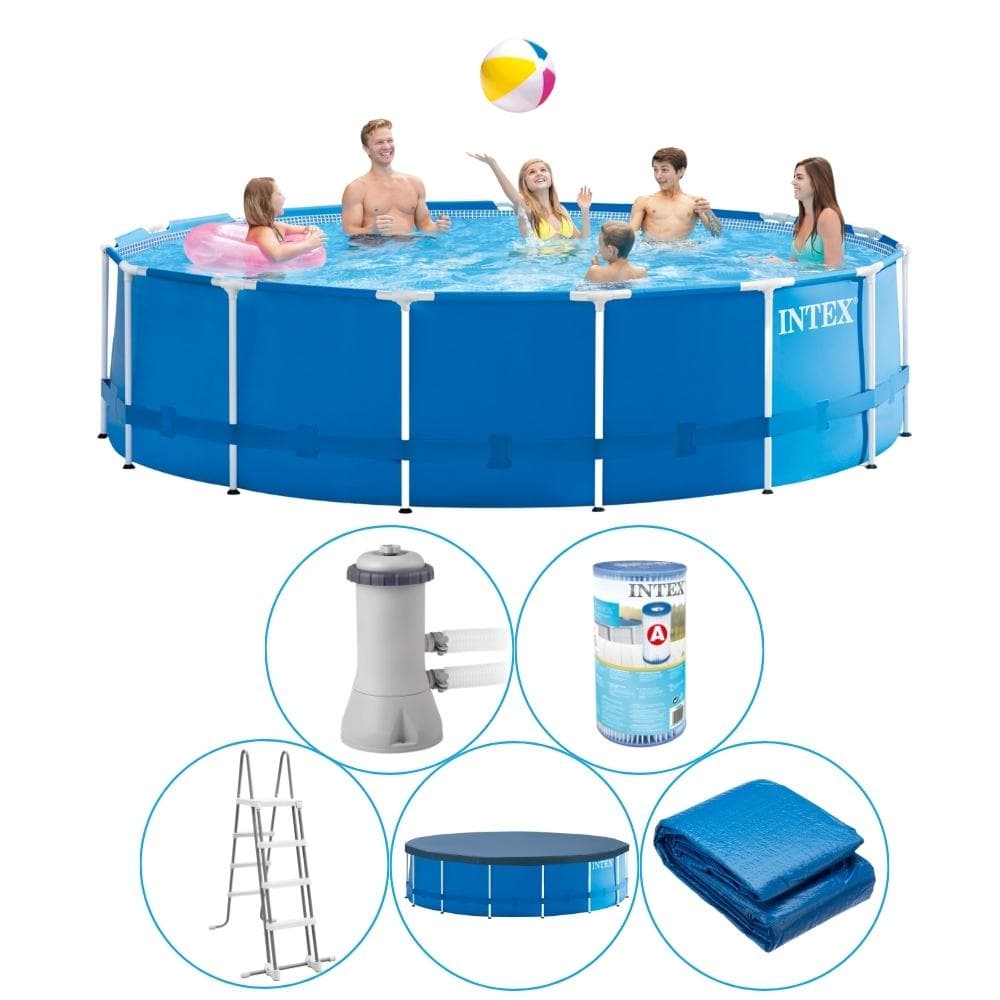 Intex - Metal Frame - Swimming Pool With Filter Pump - 457x122 CM - Round - Börja pool - inklusive tillbehör