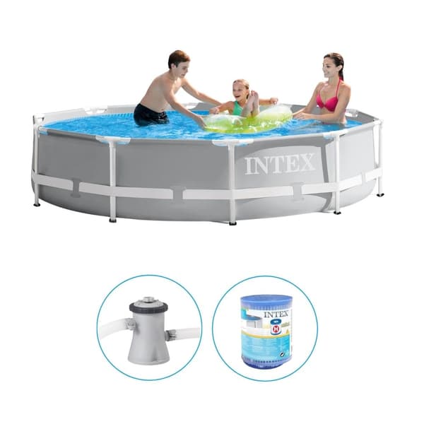 Intex - Prismeramme - Svømmebassin med filterpumpe - 305x76 cm - Rund - Overjordisk pool