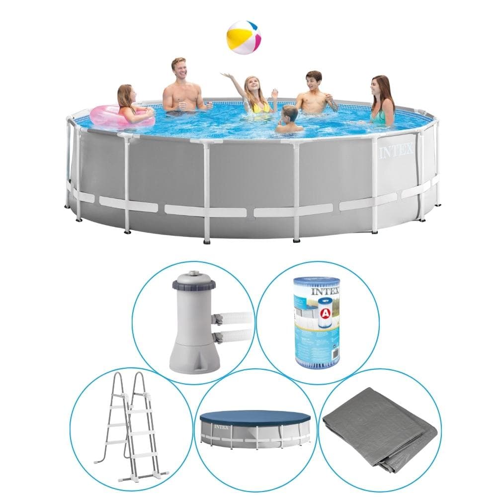 Intex - Prism Frame - Swimming Pool With Filter Pump - 457x122 CM - Round - Börja pool - inklusive tillbehör
