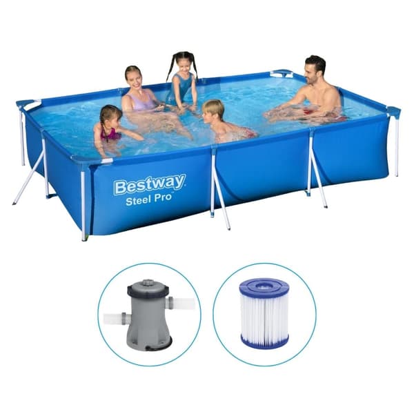 Bestway - Steel Pro - Maanpäällinen allas suodatinpumpulla - 300x201x66 cm - Suorakaiteen muotoinen