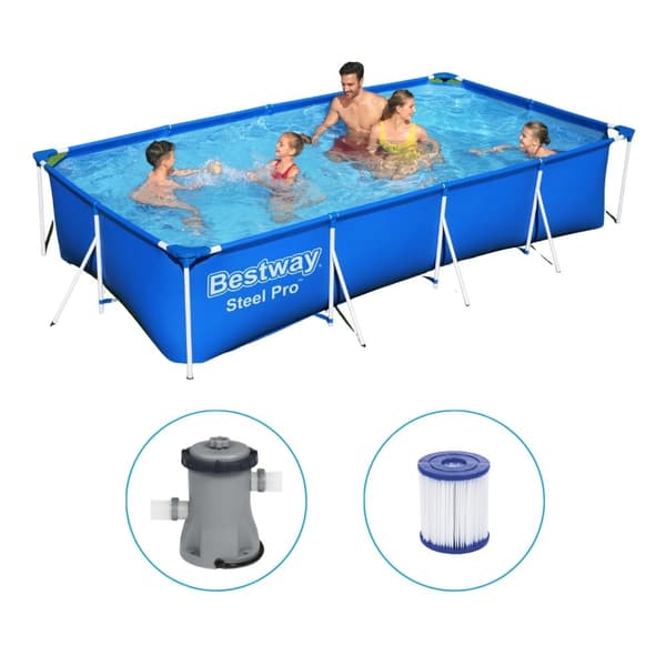 Bestway - Steel Pro - Maanpäällinen allas suodatinpumpulla - 400x211x81 cm - Suorakaiteen muotoinen