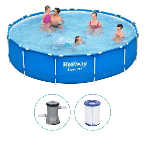 Bestway - Steel Pro - Overjordisk pool inklusive filterpumpe - 396x84 cm - Rund