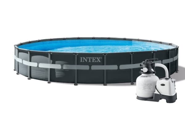 Intex 26340GN, 47241 l, Pool med ram, Barn och vuxen, Stege, Grå, 157,2 kg