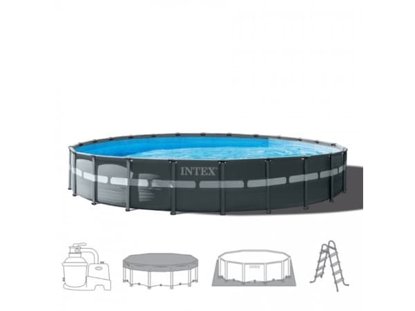 Intex 26340GN, 47241 l, Pool med ram, Barn och vuxen, Stege, Grå, 157,2 kg