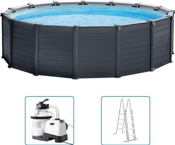 Intex 26384GS, Indrammet basseng, Barn & voksen, Grafit