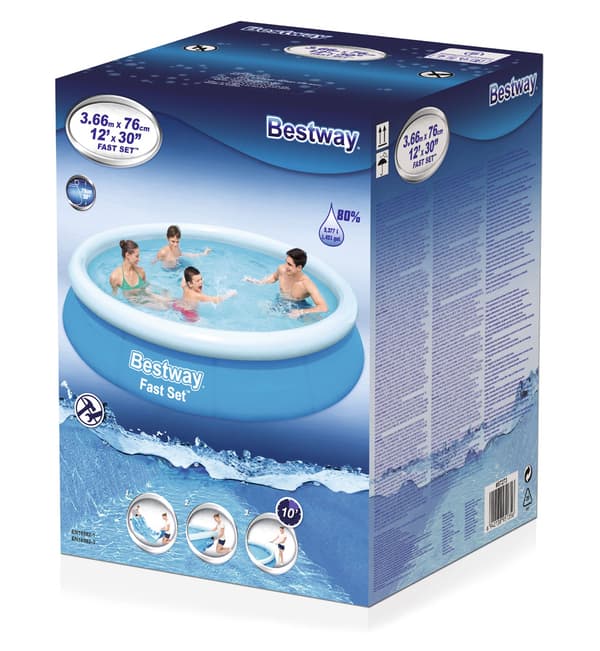 Bestway Swimming Pool - Fast Set - 366 x 76 cm - Inklusiv WAYS vedligeholdelsespakke