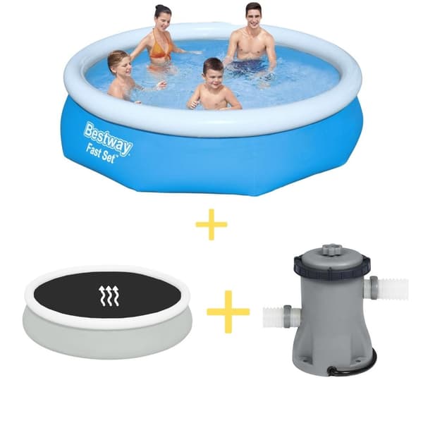 Bestway Swimming Pool - Fast Set - 305 x 76 cm - Inklusive solsegel- och filterpump