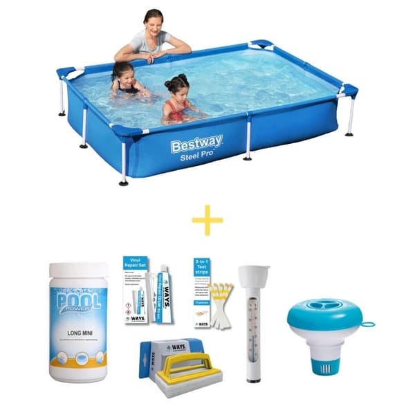 Bestway - uima-allas - Steel Pro - 221 x 150 x 43 cm - Sisältää WAYS-huoltopaketin