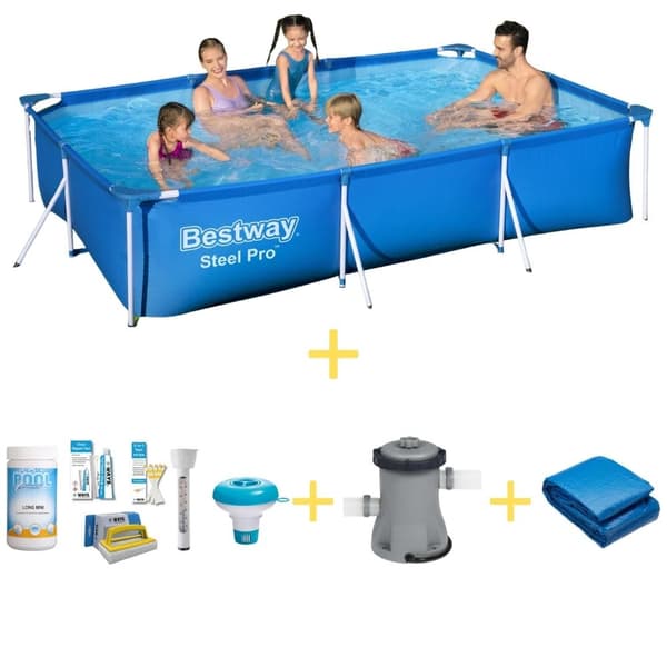Bestway - uima-allas - Steel Pro - 300 x 201 x 66 cm - Sisältää WAYS-huoltopaketin, suodatinpumpun ja maakankaan