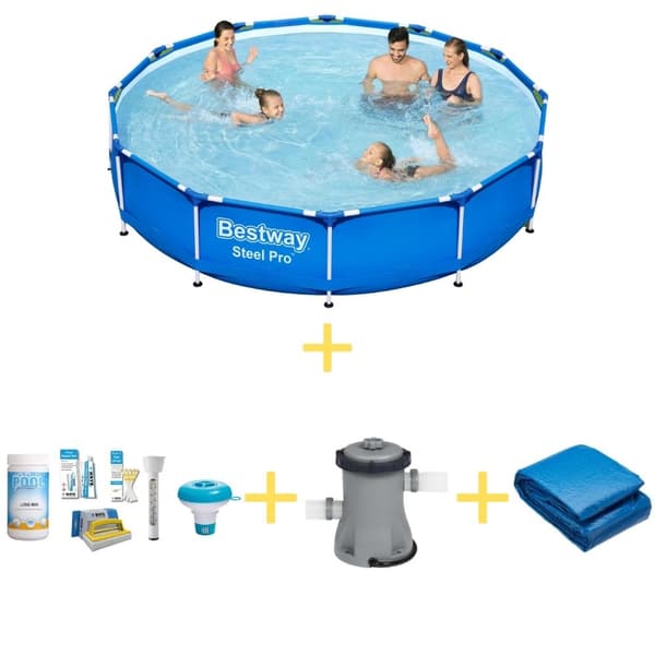 Bestway - uima-allas - Steel Pro - 366 x 76 cm - Sisältää WAYS-huoltopaketin, suodatinpumpun ja maakankaan