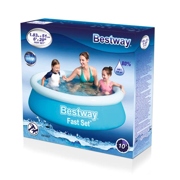 Bestway Swimming Pool - Fast Set - 183 x 51 cm - Inklusive reparationssats & 75 testremsor & skurborste