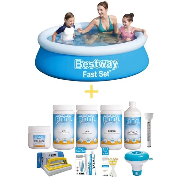 Bestway Swimming Pool - Fast Set - 183 x 51 cm - Inklusive underhållspaket Small Deluxe