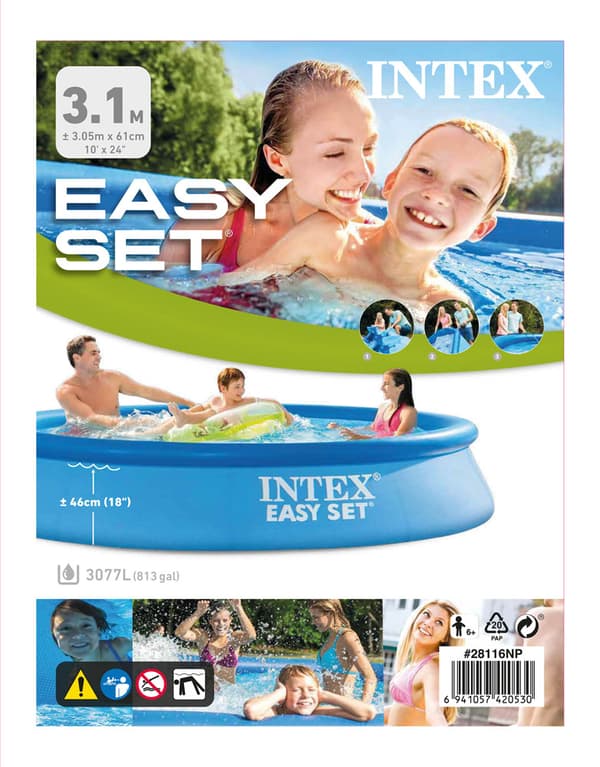 Intex swimmingpool - Nemt sæt - 305 x 61 cm - Inklusiv solsejl, filterpumpe og filter