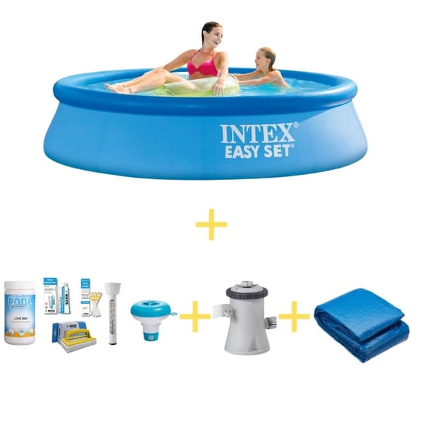 Intex swimmingpool - Enkelt set - 244 x 61 cm - Inklusive WAYS underhållspaket, filterpump och markduk