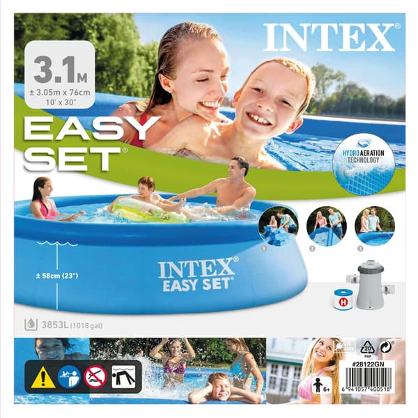 Intex - uima - allas - Easy Set - 305 x 76 cm - Sisältää aurinkopurjeen ja suodatinpumpun