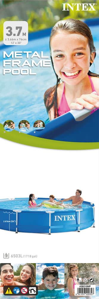 Intex swimmingpool - metalramme - 366 x 76 cm - Inklusiv solsejl, filterpumpe og filter