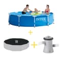 Miniatyrbild 1 av 5: Intex swimmingpool - metallram - 305 x 76 cm - inklusive solsegel- och filterpump
