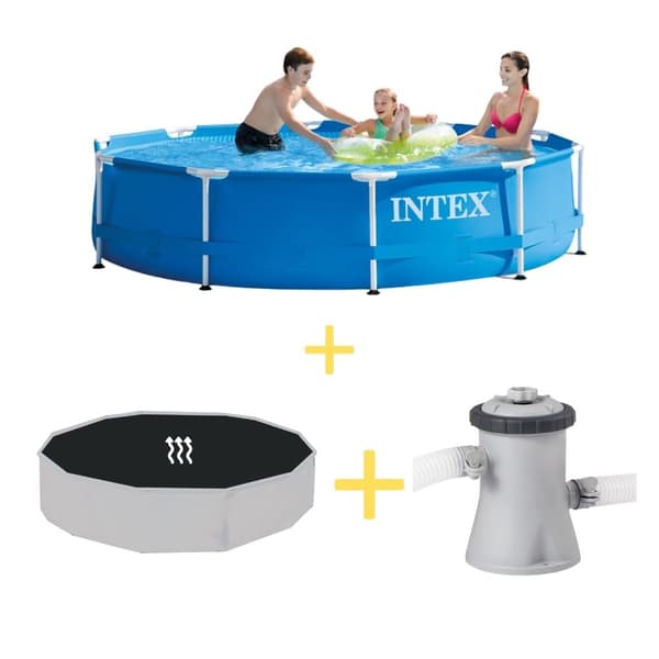 Intex - uima - allas - Metallirunko - 305 x 76 cm - Sisältää aurinkopurjeen ja suodatinpumpun