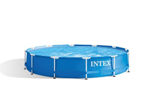 Intex simbassäng - metallram - 366 x 76 cm - WAYS underhållspaket, filterpump och markduk