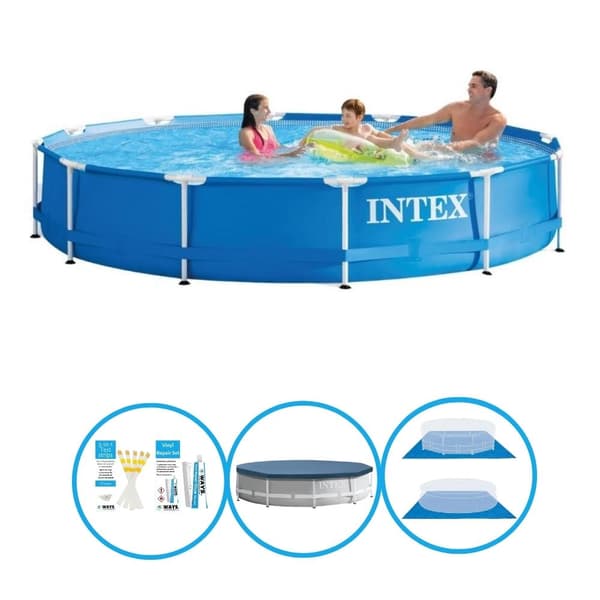 Intex Swimming Pool Metallstomme 366x76 cm - Inklusive tillbehör