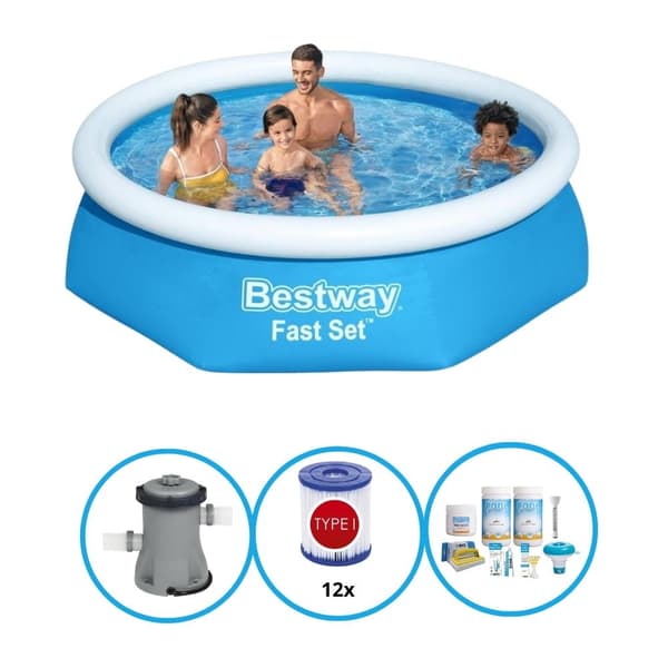 Bestway Swimming Pool Fast Sæt 244x61 cm - Swimming Pool Bundle