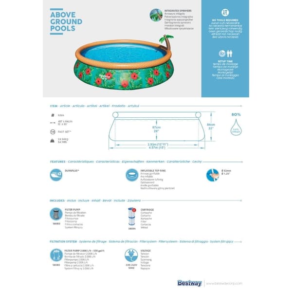 Bestway - Swimming Pool Fast Set - 457x84 cm - Swimming Pool Deal