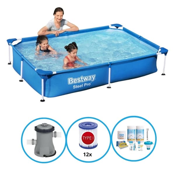 Bestway Pool Steel Pro 221x150x43 cm - Tarvikkeineen