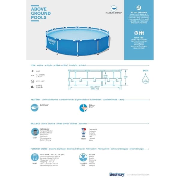 Bestway Pool Steel Pro - Pool Deal - 366x76 cm