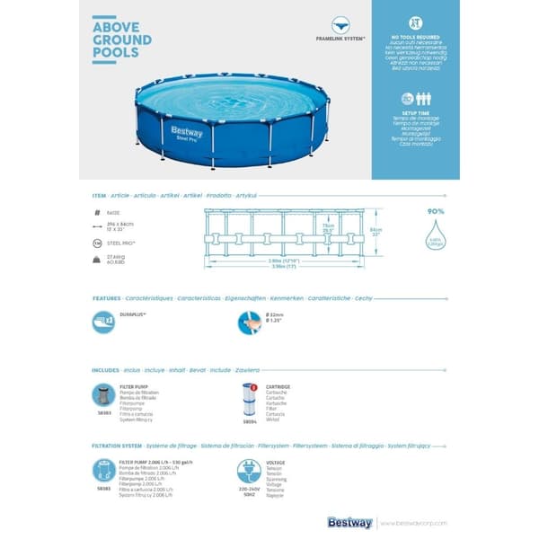 Bestway Pool Steel Pro - Pool Deal - 396x84 cm