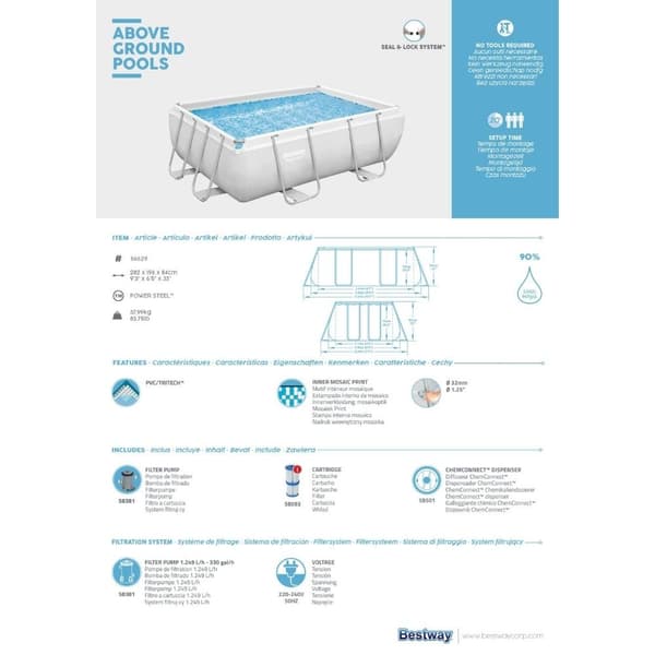 Bestway - Pool Power Steel - Poolpaket - 282x196x84 cm