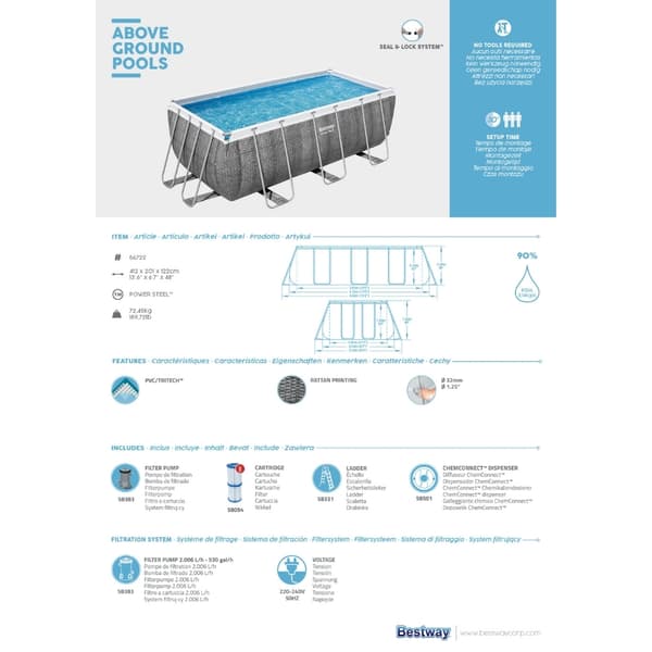 Bestway Pool Power Steel - Poolbundt - 412x201x122 cm