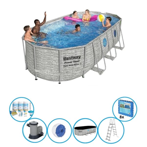 Bestway Pool Power Steel Swim Vista - Inklusiv tilbehør - 549x274x122 cm