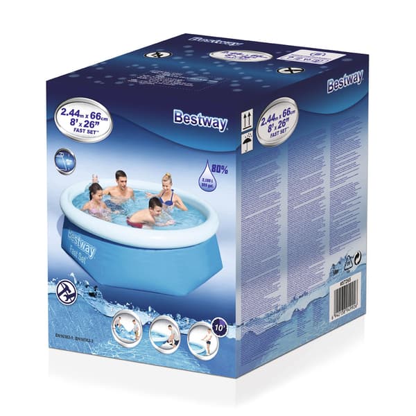 Bestway Swimming Pool - Fast Set - 244 x 66 cm - Inklusive solsegel