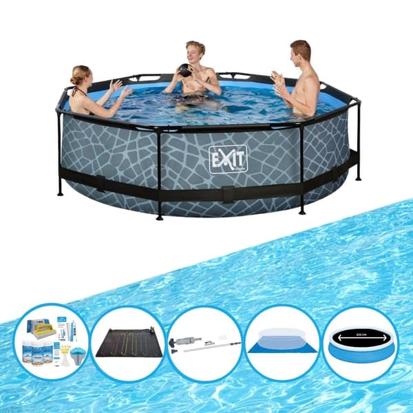 EXIT Swimming Pool Stone Grey - Rammebassin ø300x76cm - Swimming Pool Combi Deal