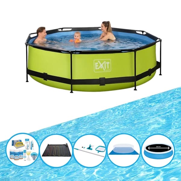 EXIT Swimming Pool Lime - Rammebassin ø300x76cm - Swimming Pool Bundle